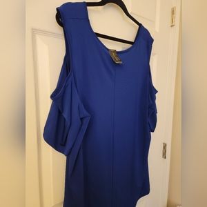 Size 22/24 Blue Polyester Spandex Blend Blouse.